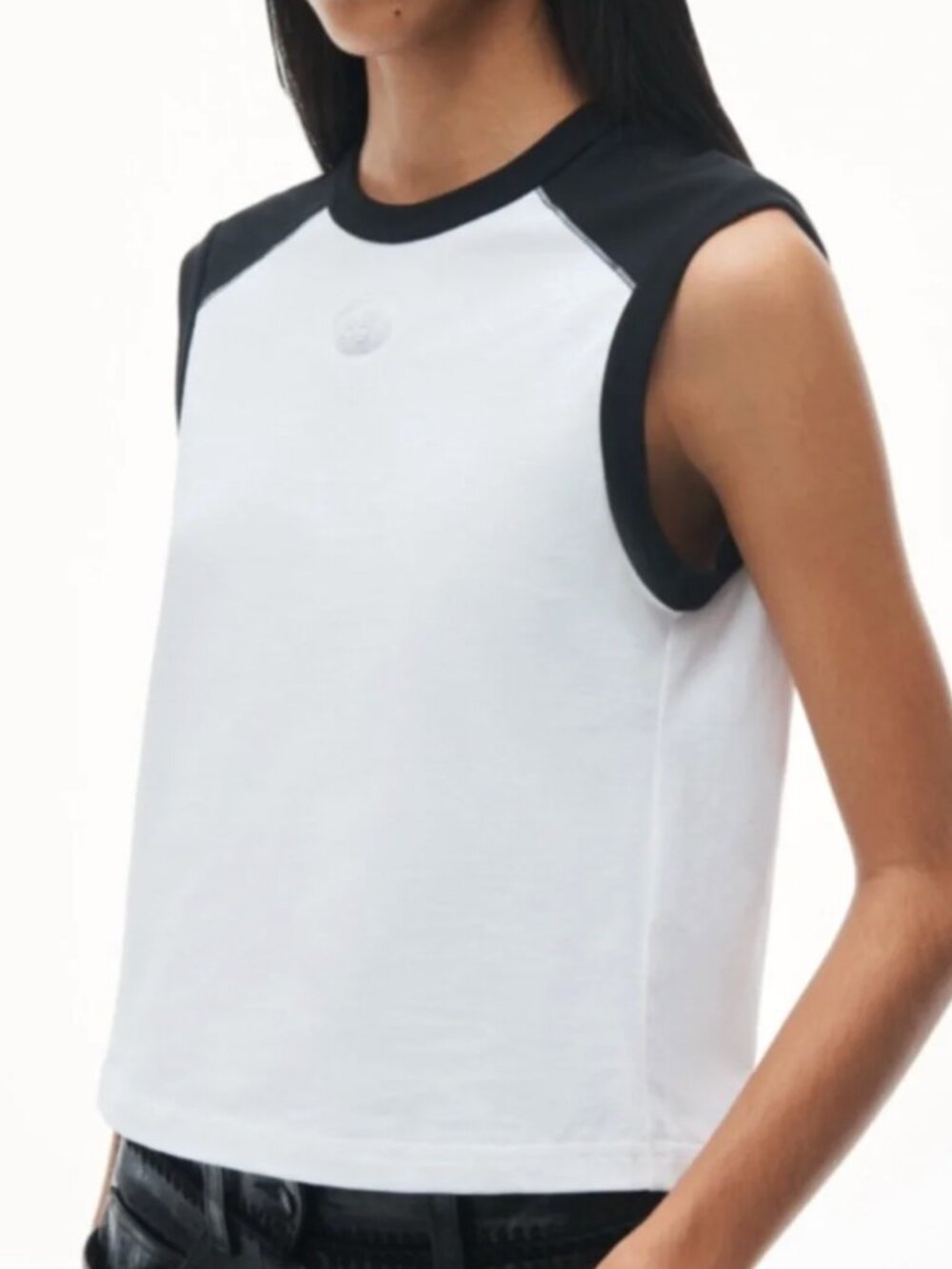 Alexander Wang Raglan Black & White Sleeveless Contrast Tank - XL